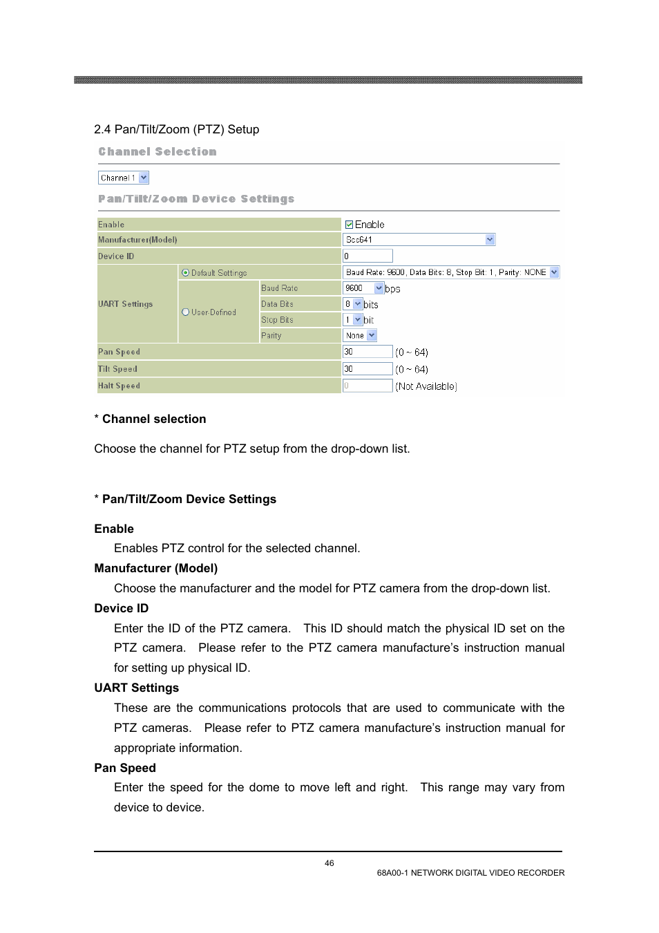 4 pan/tilt/zoom (ptz) setup | Home Automation 68A00-1 User Manual | Page 48 / 67