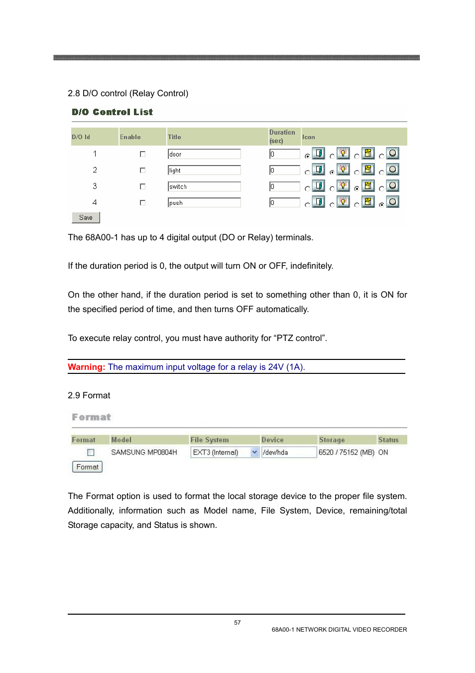 8 d/o control (relay control) | Home Automation 68A00-1 User Manual | Page 59 / 67