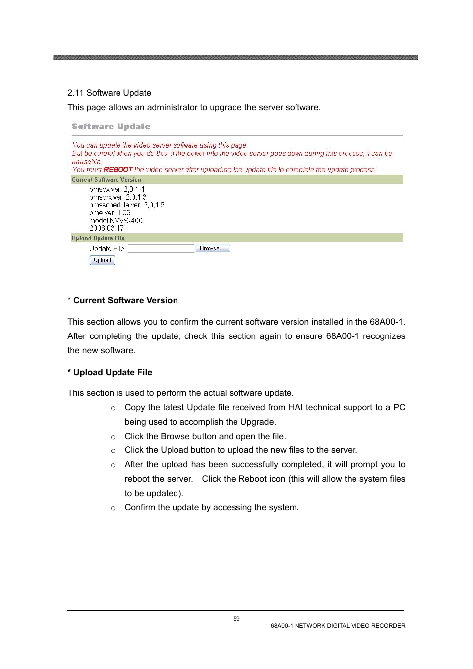 11 software update | Home Automation 68A00-1 User Manual | Page 61 / 67