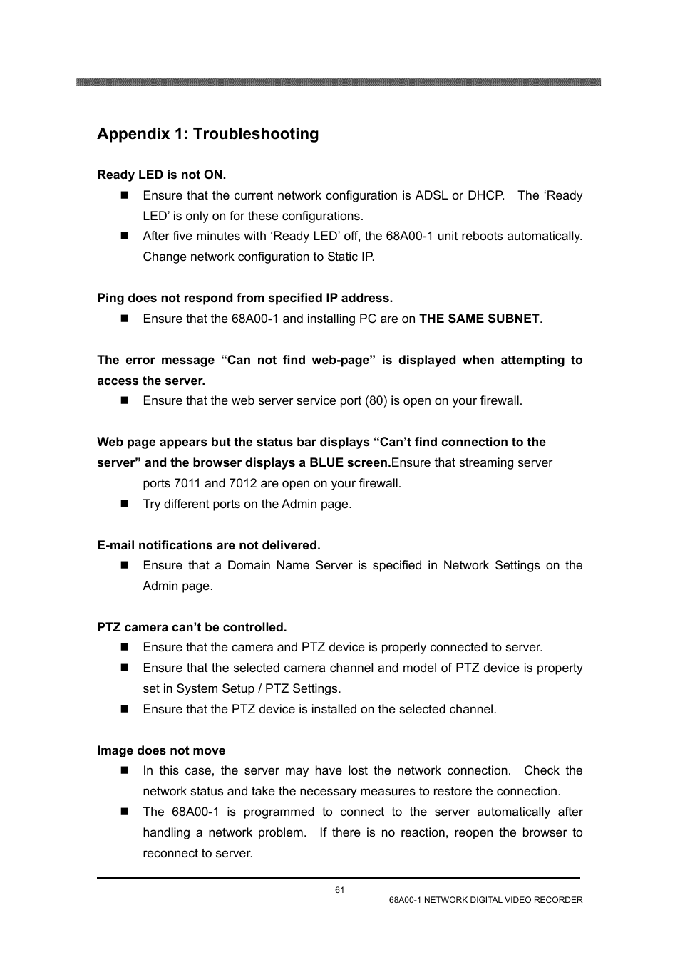 Appendix 1: troubleshooting | Home Automation 68A00-1 User Manual | Page 63 / 67