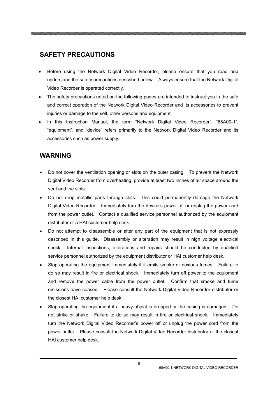Safety precautions, Warning | Home Automation 68A00-1 User Manual | Page 7 / 67
