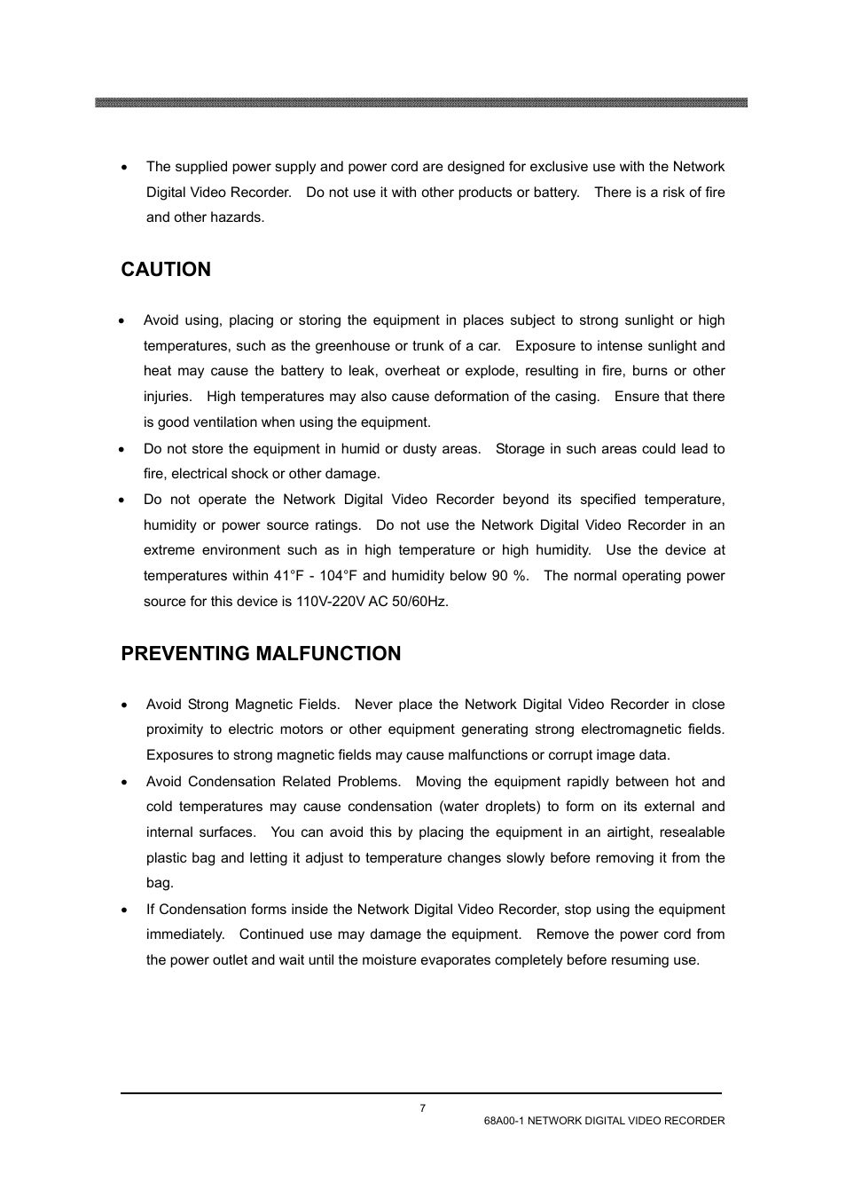 Caution, Preventing malfunction | Home Automation 68A00-1 User Manual | Page 9 / 67