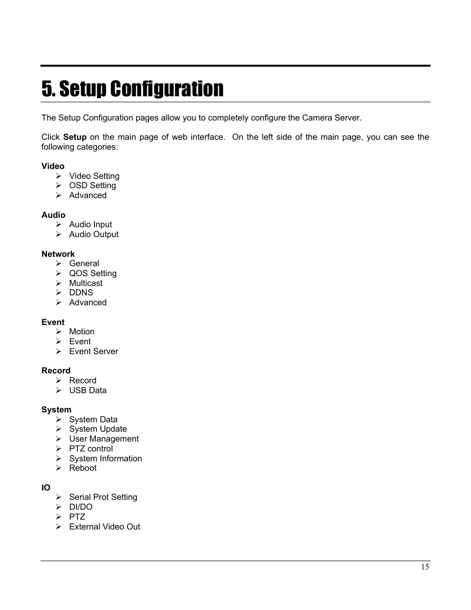Setup configuration | Home Automation CAMERA SERVER 87A00-1 User Manual | Page 21 / 59