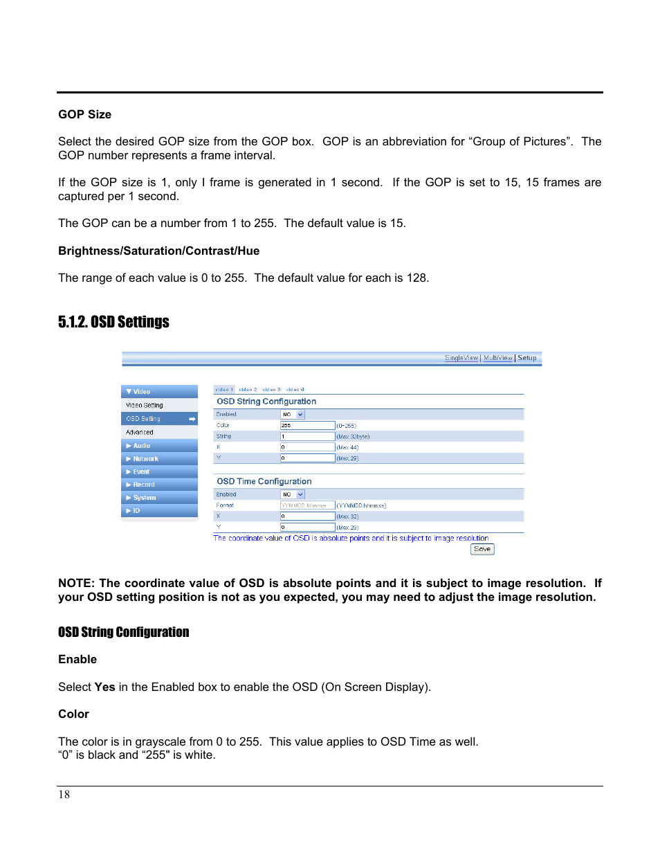 Osd settings | Home Automation CAMERA SERVER 87A00-1 User Manual | Page 24 / 59
