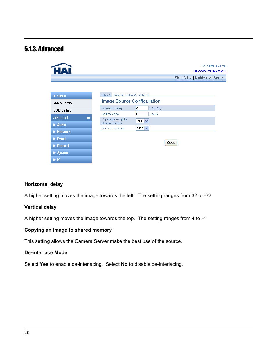 Advanced | Home Automation CAMERA SERVER 87A00-1 User Manual | Page 26 / 59
