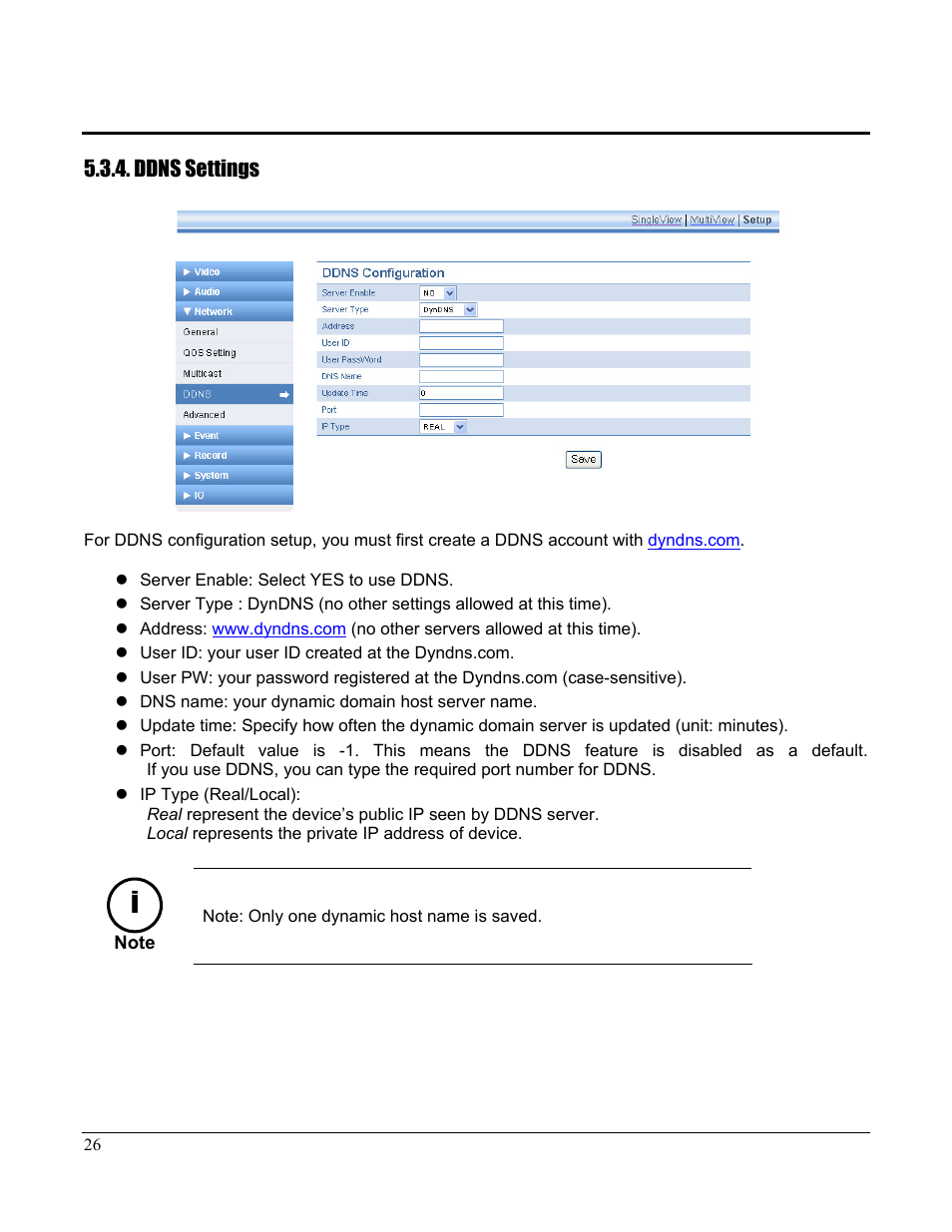 Ddns settings | Home Automation CAMERA SERVER 87A00-1 User Manual | Page 32 / 59