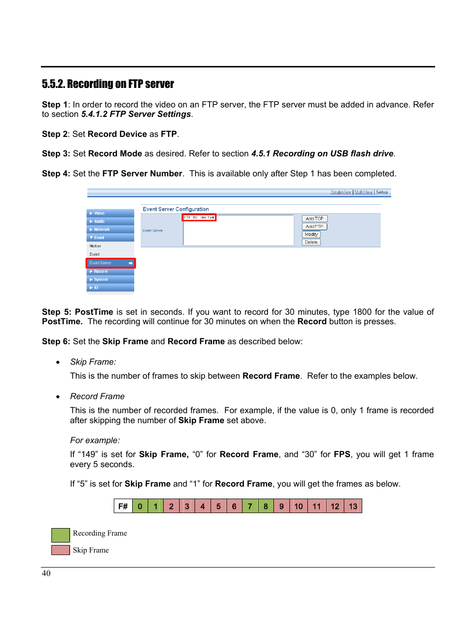 Recording on ftp server | Home Automation CAMERA SERVER 87A00-1 User Manual | Page 46 / 59