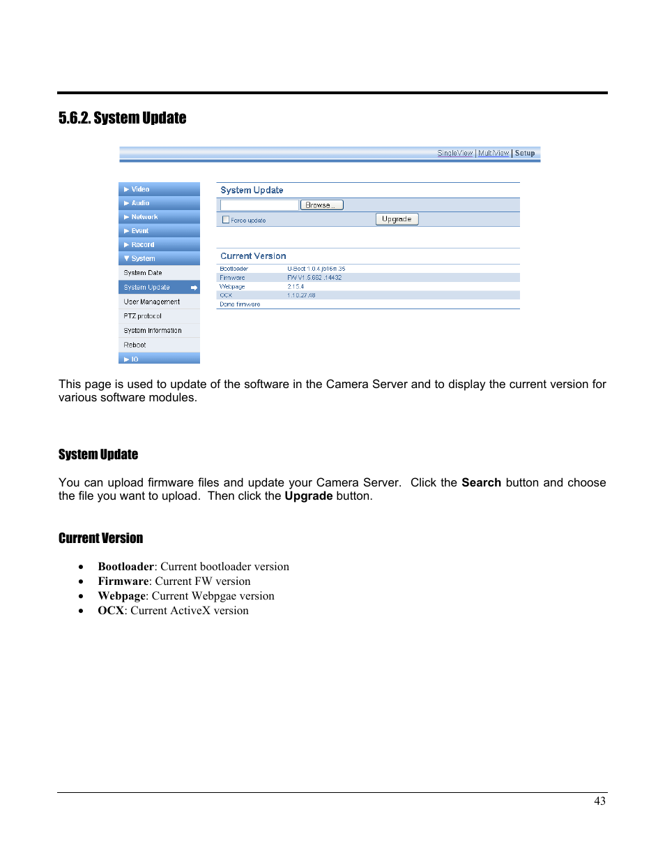 System update | Home Automation CAMERA SERVER 87A00-1 User Manual | Page 49 / 59