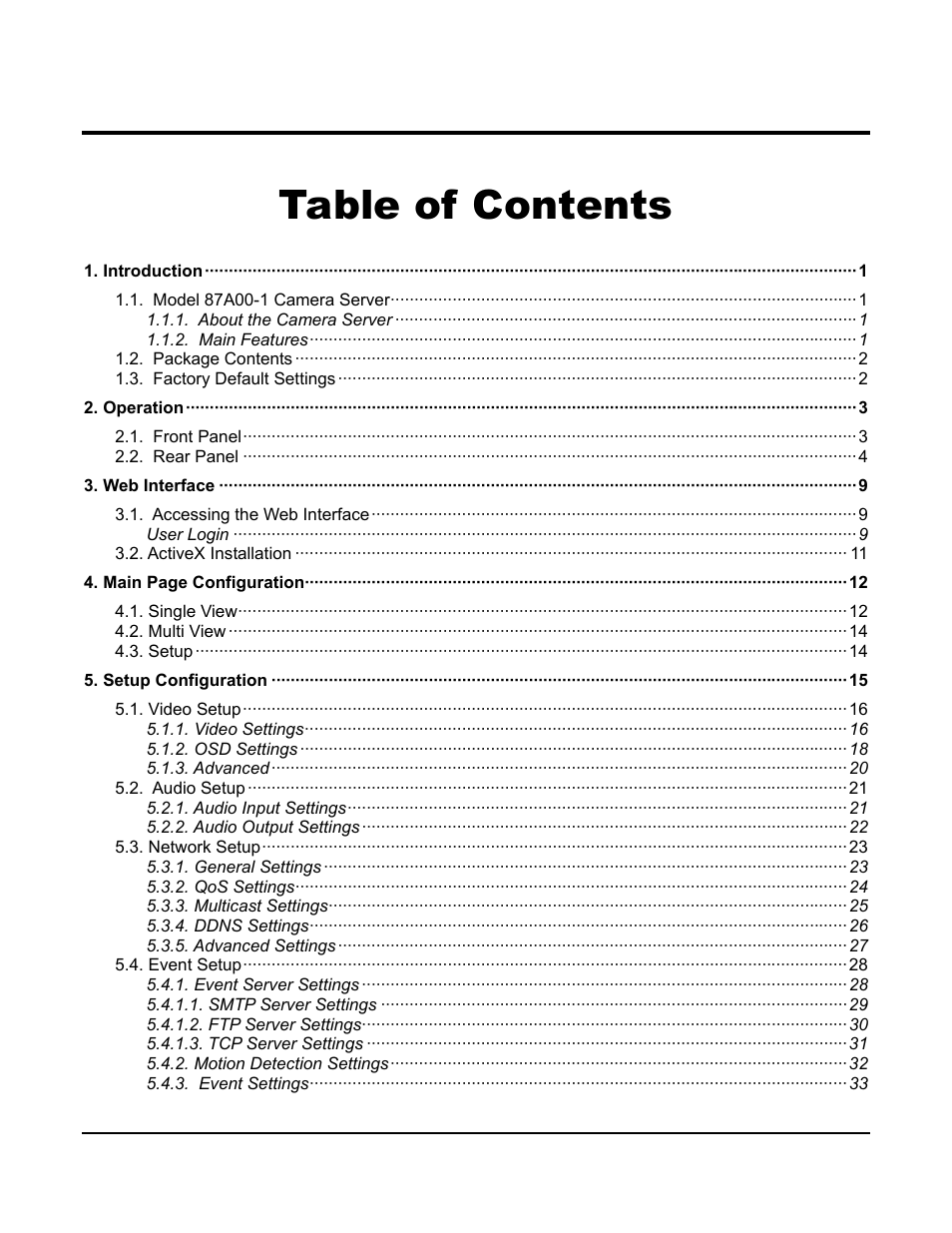 Home Automation CAMERA SERVER 87A00-1 User Manual | Page 5 / 59