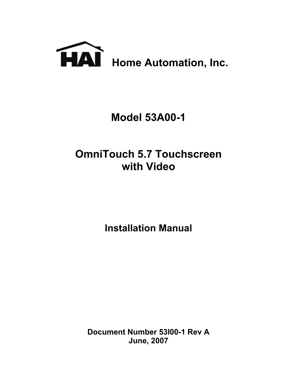 Home Automation OMNITOUCH 53A00-1 User Manual | 16 pages