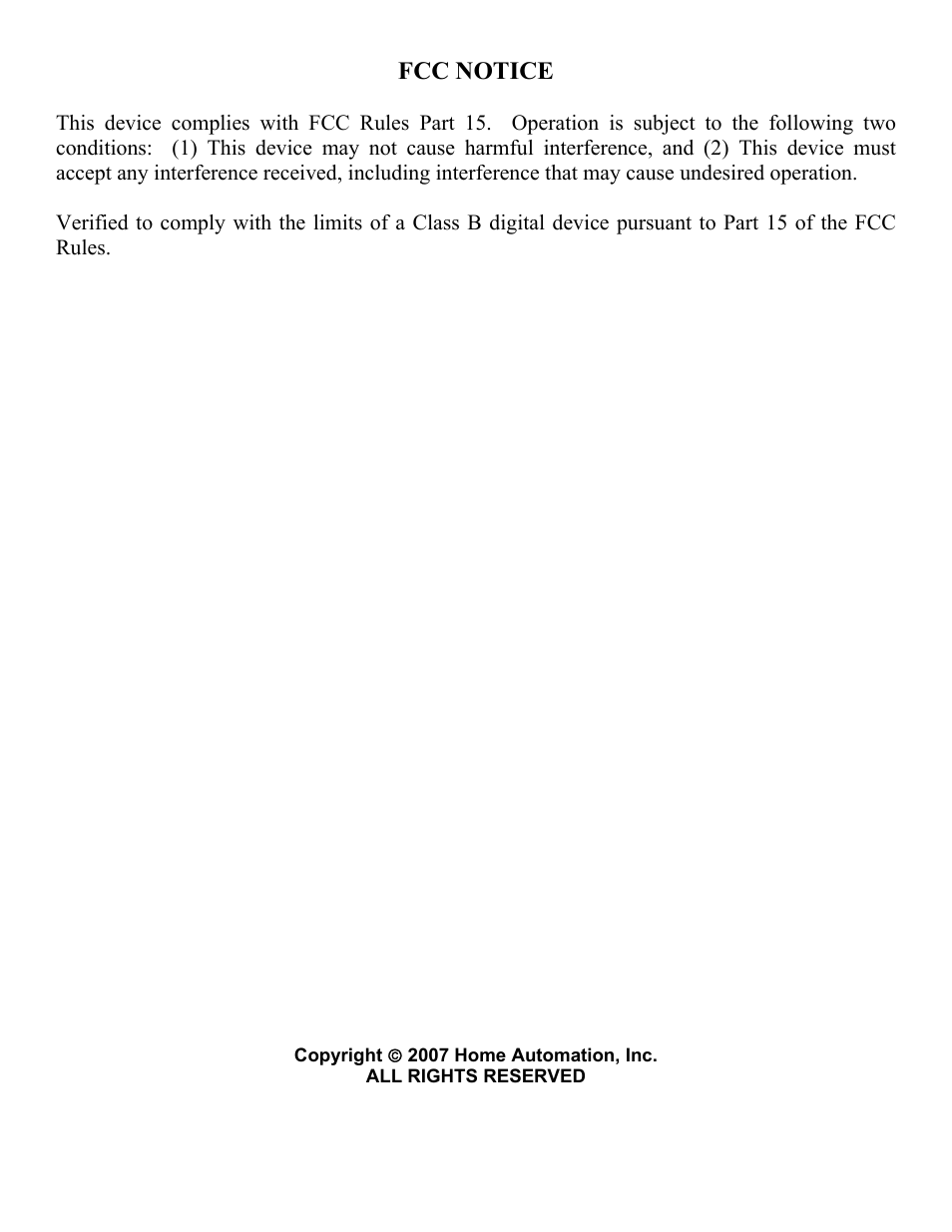 Fcc notice | Home Automation OMNITOUCH 53A00-1 User Manual | Page 2 / 16