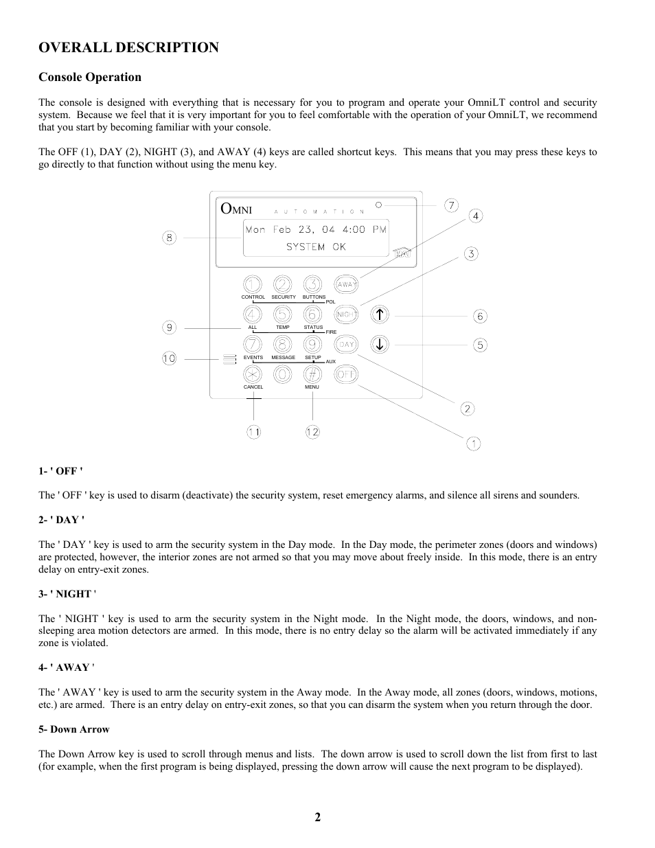 Overall description, Console operation | Home Automation SIA CP-01 User Manual | Page 10 / 88