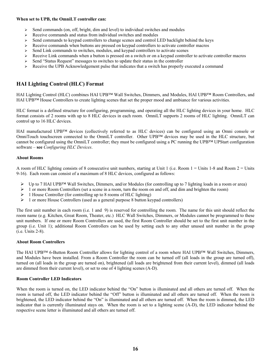 Hai lighting control (hlc) format | Home Automation SIA CP-01 User Manual | Page 24 / 88