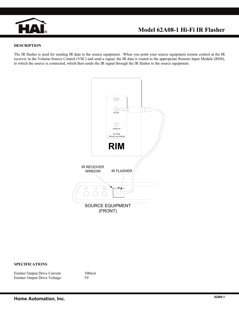 Home Automation 62A08-1 User Manual | 1 page