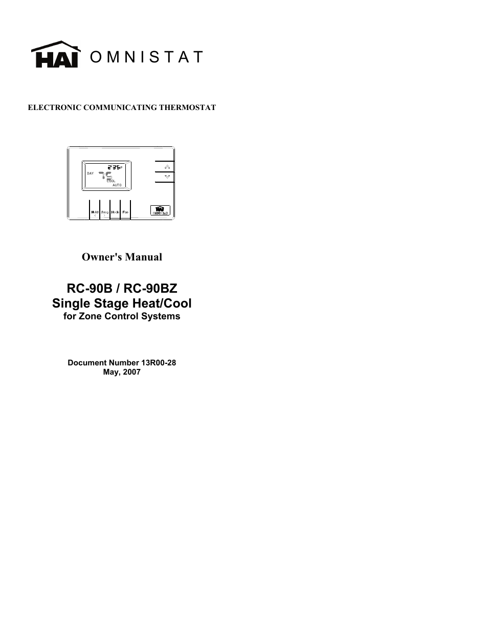 Home Automation O M N I S T A T RC-90B User Manual | 20 pages