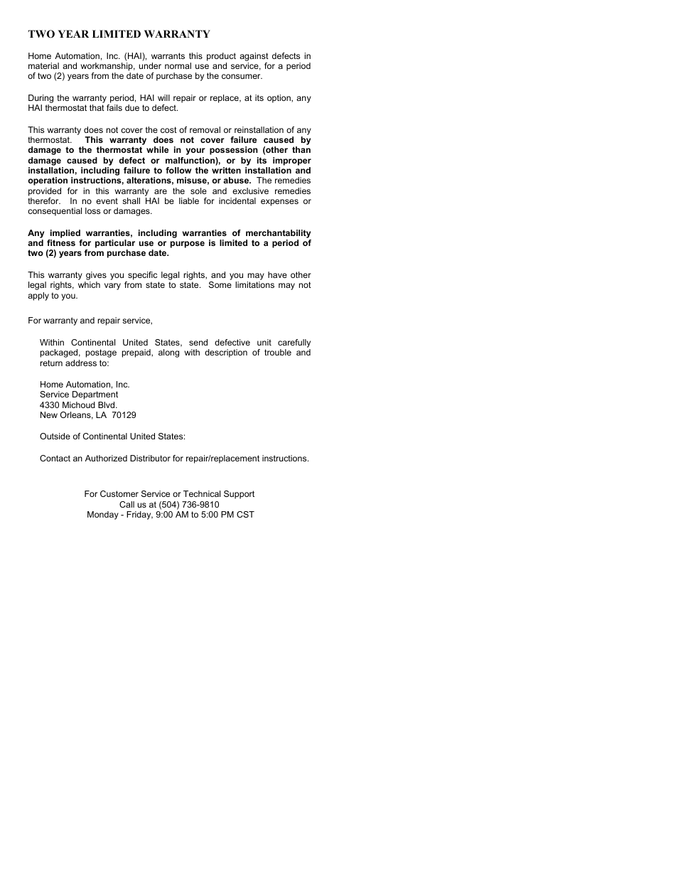 Home Automation O M N I S T A T RC-90B User Manual | Page 20 / 20