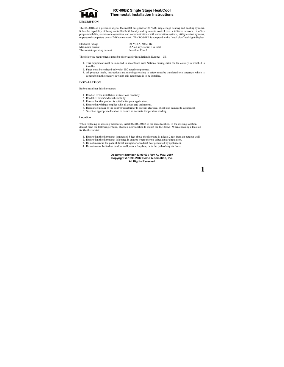 Home Automation RC-80BZ User Manual | 16 pages
