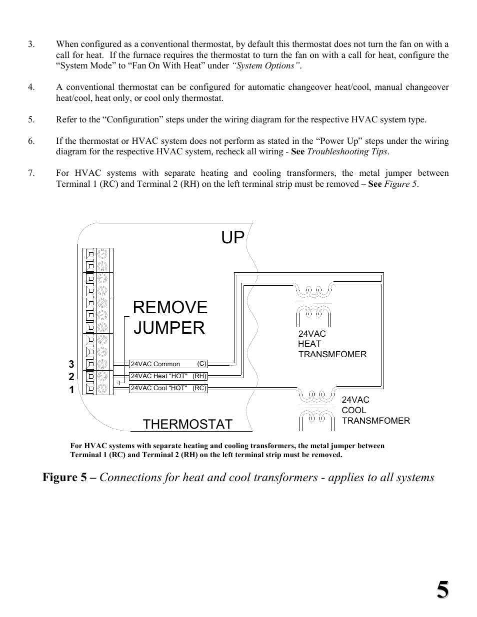 Remove jumper, Thermostat | Home Automation RC-2000 User Manual | Page 5 / 24