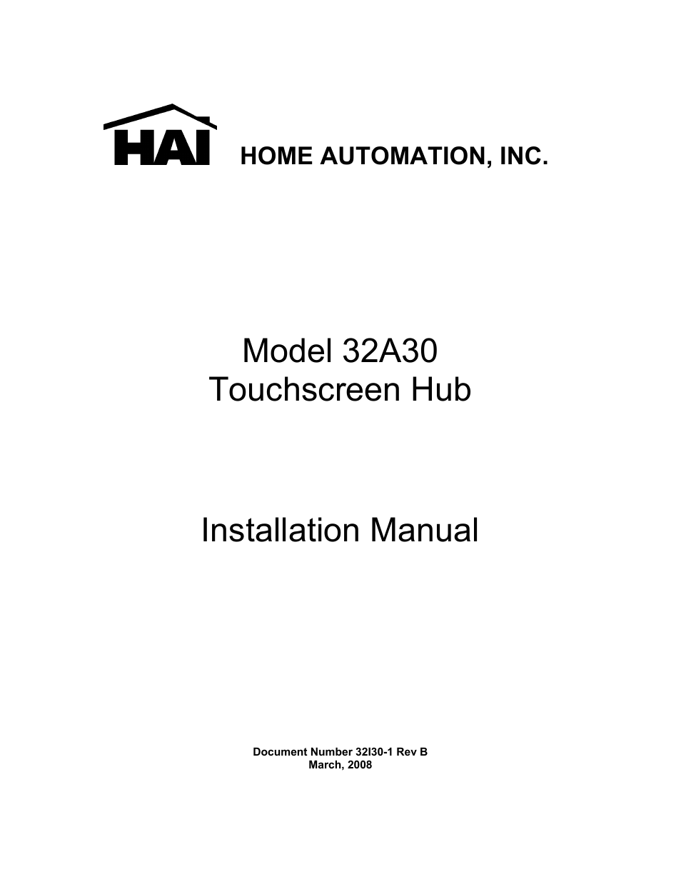 Home Automation Touchscreen Hub 32A30 User Manual | 12 pages