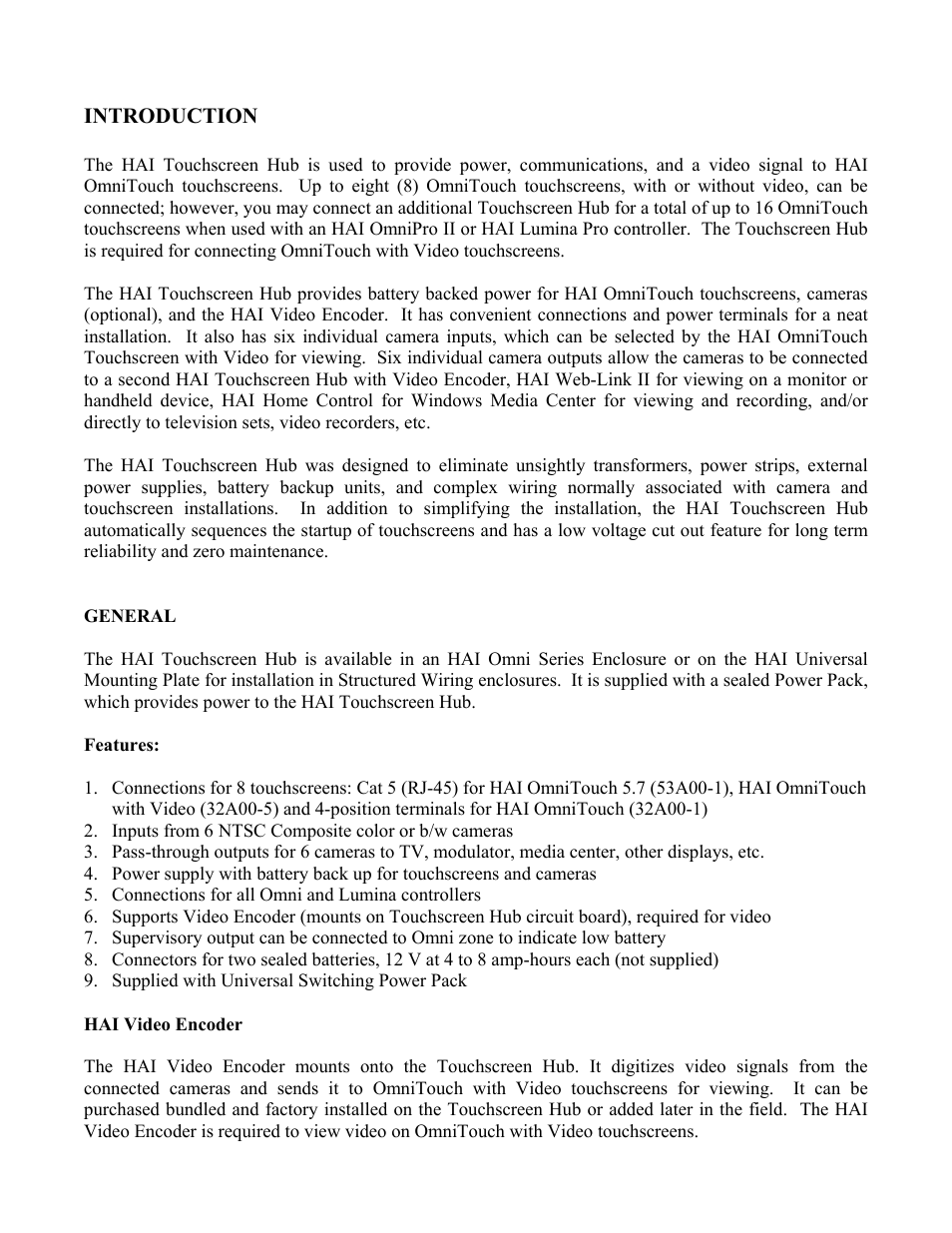 Introduction | Home Automation Touchscreen Hub 32A30 User Manual | Page 3 / 12