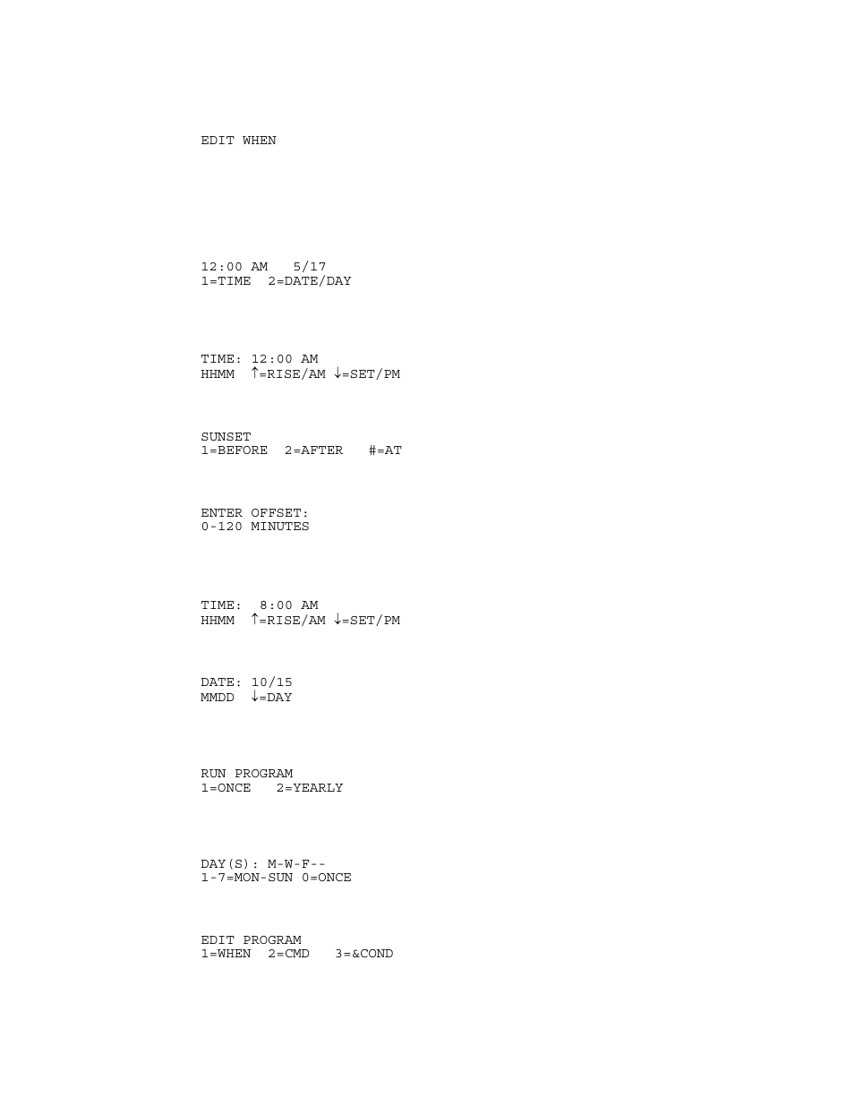 Edit programs when, Times programs | Home Automation OmniPro II User Manual | Page 68 / 100