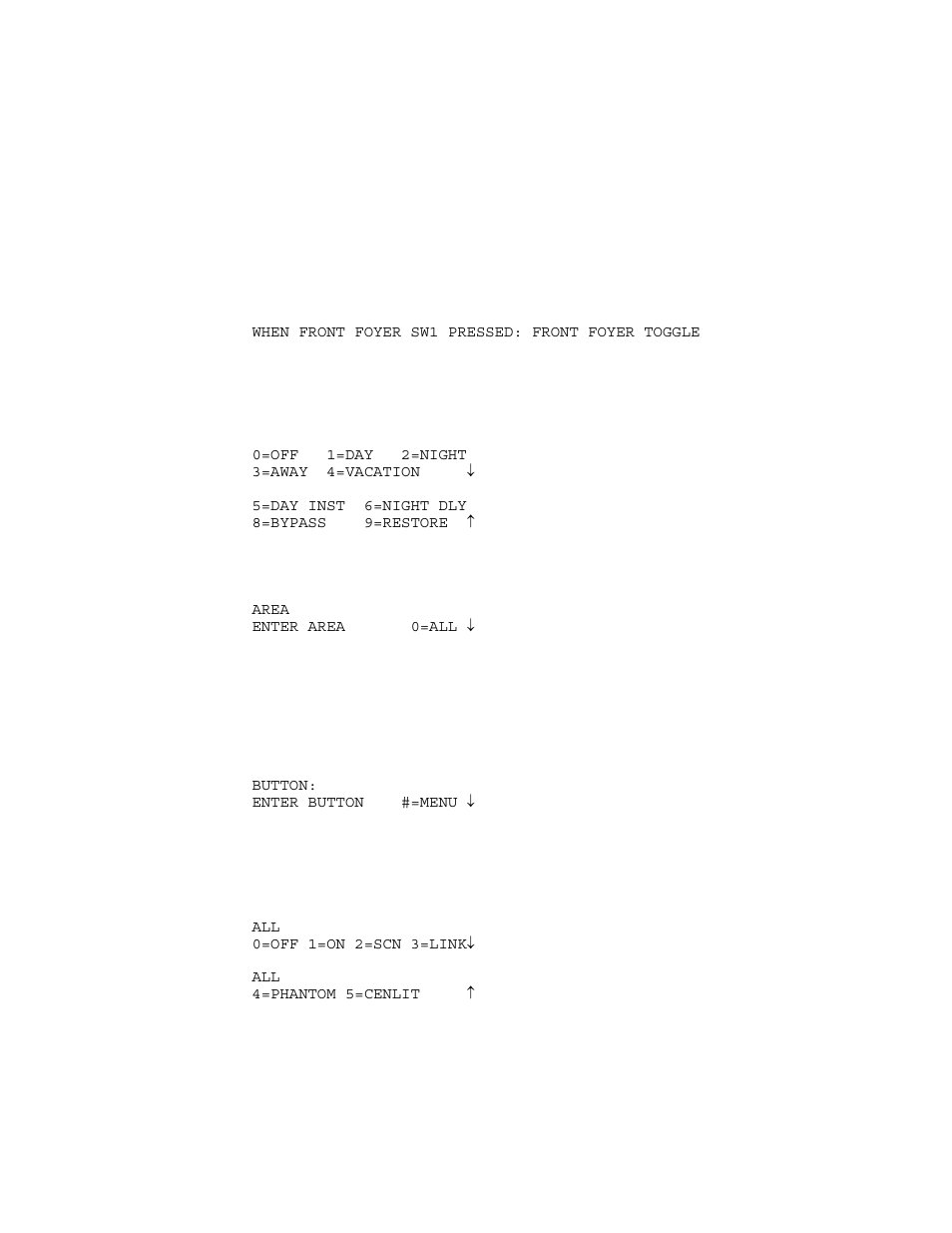 Unit toggle command, Program security commands, Program button commands | Program all on / all off commands | Home Automation OmniPro II User Manual | Page 75 / 100