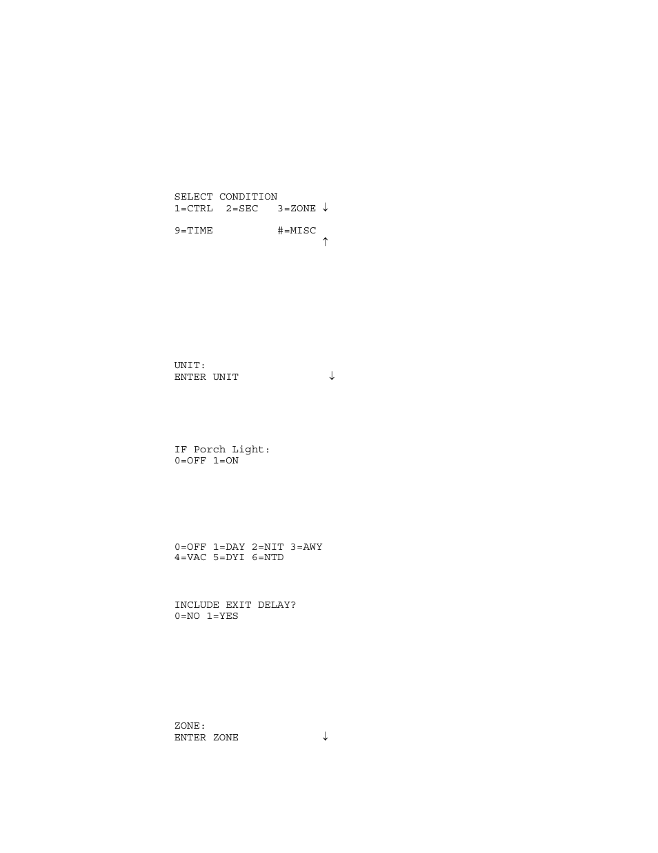 Edit program condition, Program control conditions, Program security mode conditions | Program zone conditions | Home Automation OmniPro II User Manual | Page 77 / 100