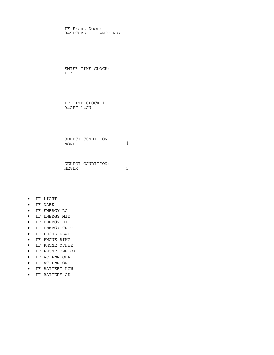 Program time clock conditions, Program other conditions | Home Automation OmniPro II User Manual | Page 78 / 100