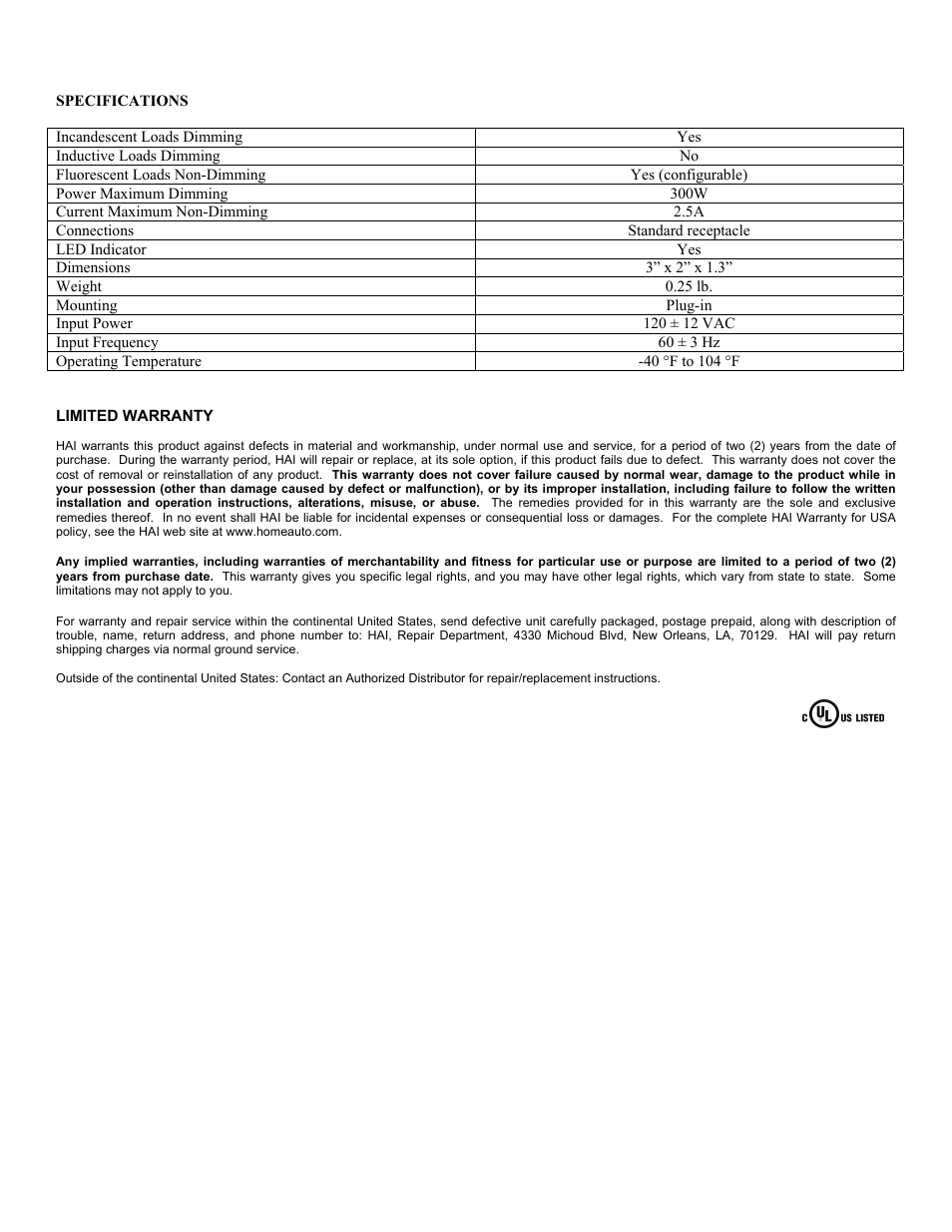 Home Automation 59A00-1 User Manual | Page 3 / 3