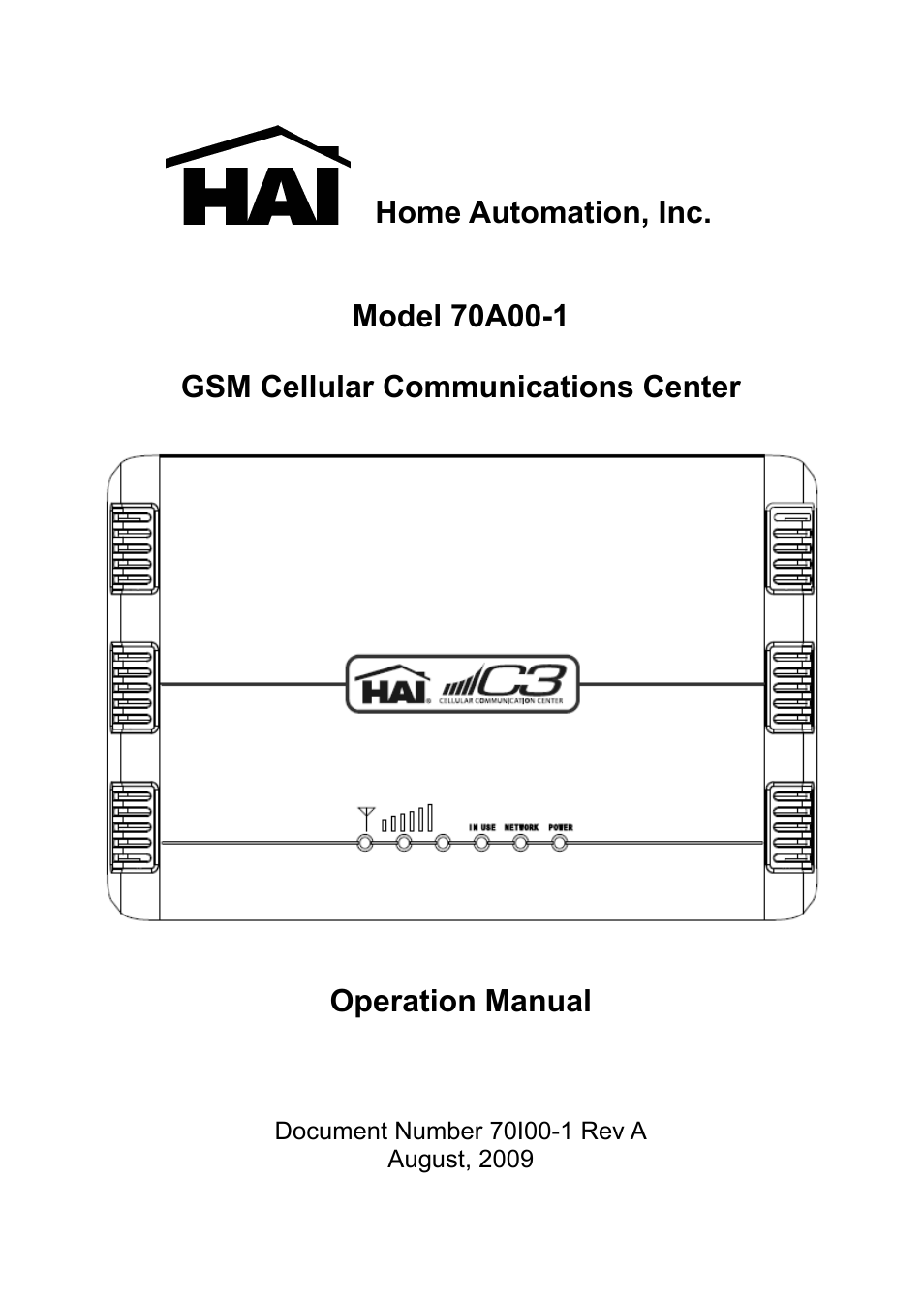Home Automation 70A00-1 User Manual | 20 pages