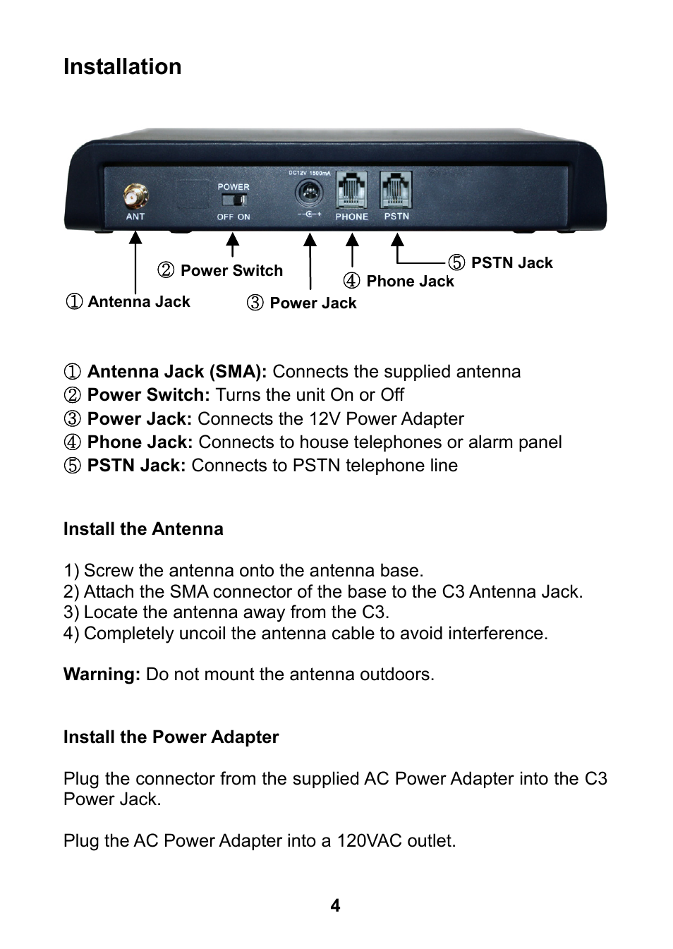 Installation, Install the power adapter | Home Automation 70A00-1 User Manual | Page 8 / 20