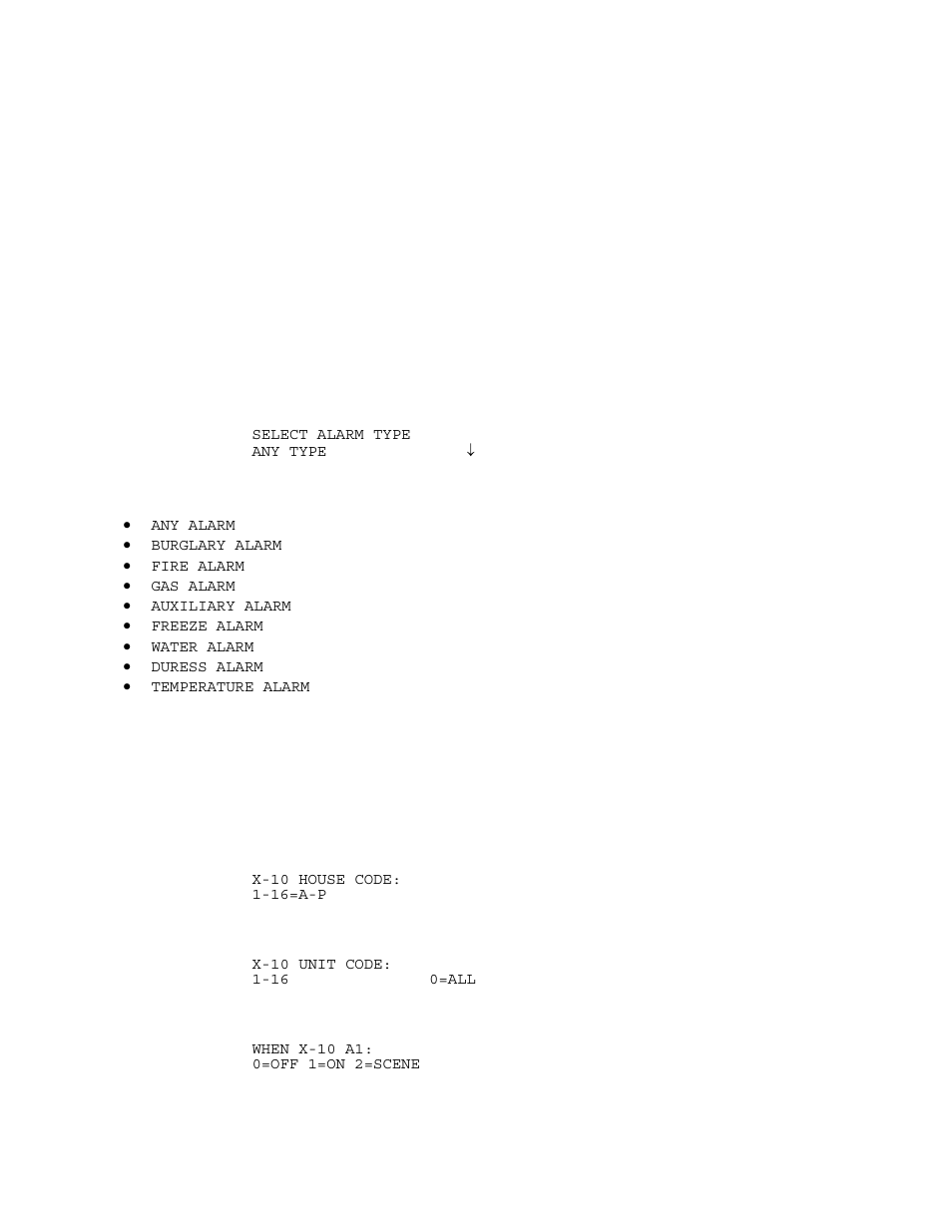 Upb link triggers, Alarm event buttons, X-10 event buttons | Home Automation SECURITY SYSTEM User Manual | Page 57 / 82
