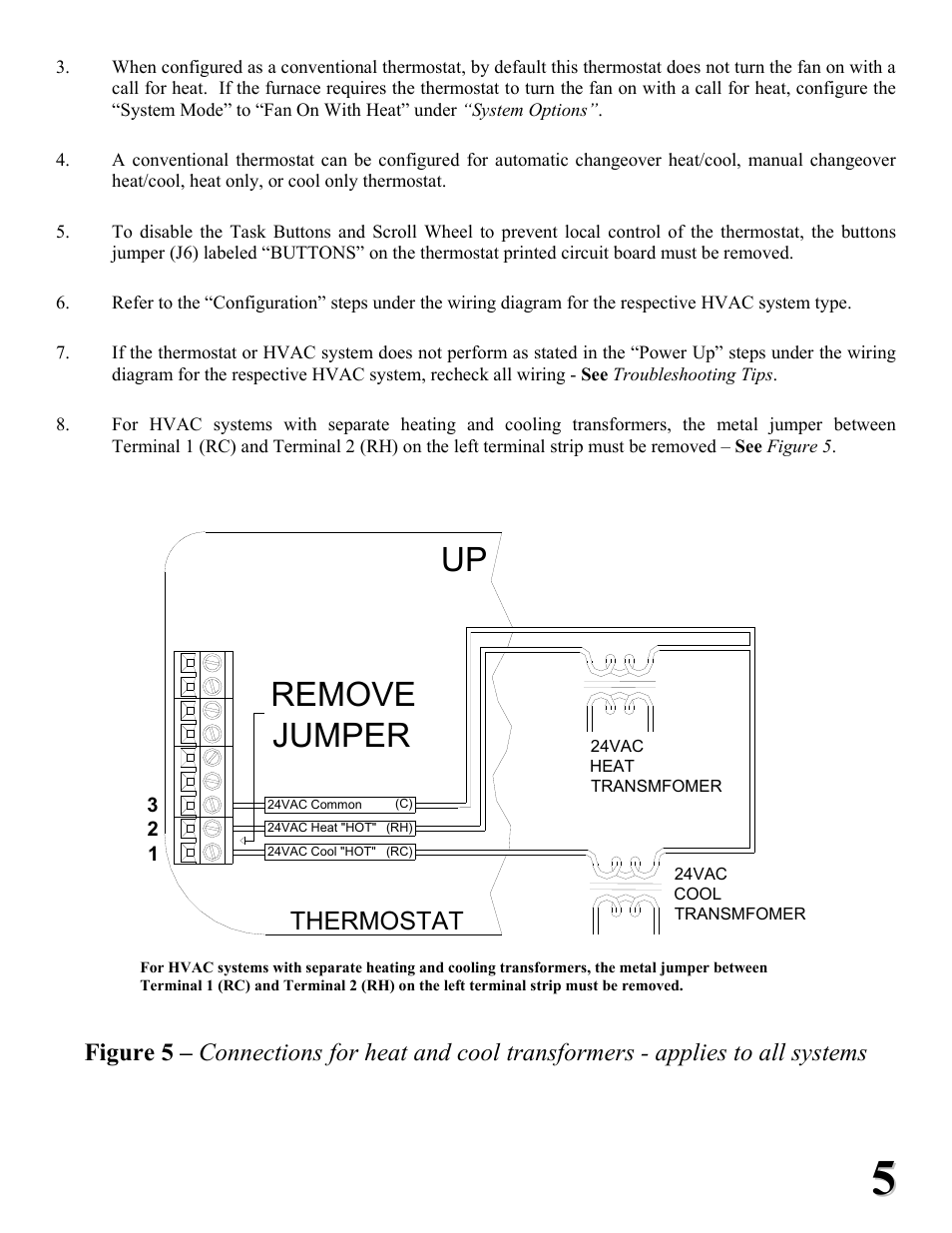 Remove jumper, Thermostat | Home Automation RC-1000 User Manual | Page 5 / 20