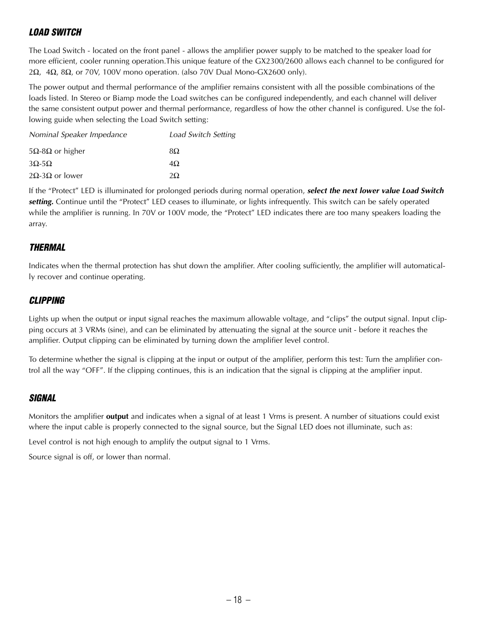 Hafler GX2600CE User Manual | Page 20 / 44