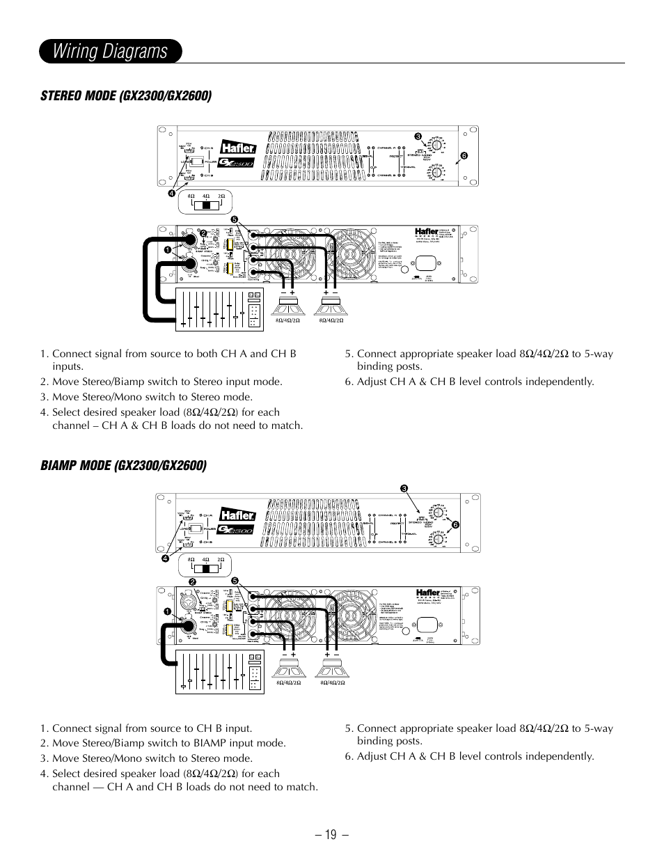 Wiring diagrams | Hafler GX2600CE User Manual | Page 21 / 44