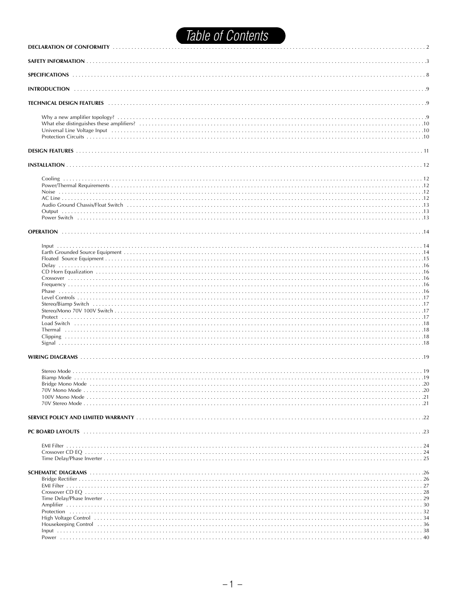 Hafler GX2600CE User Manual | Page 3 / 44