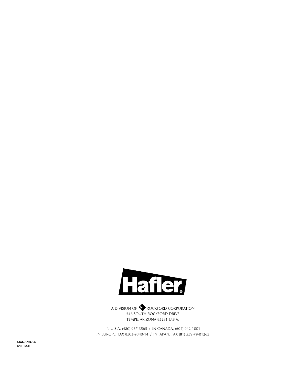 Hafler GX2600CE User Manual | Page 44 / 44