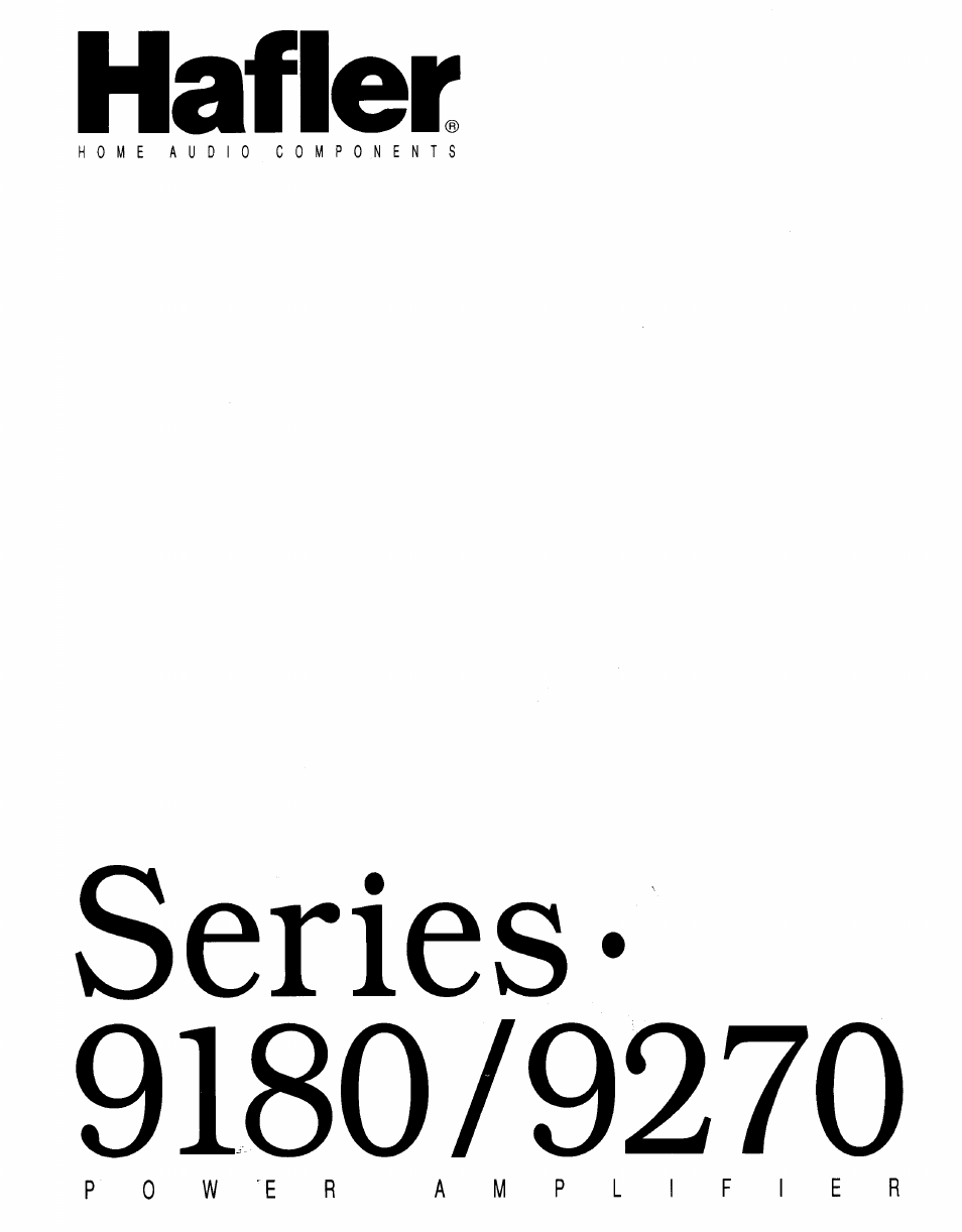 Hafler 9180 User Manual | 20 pages