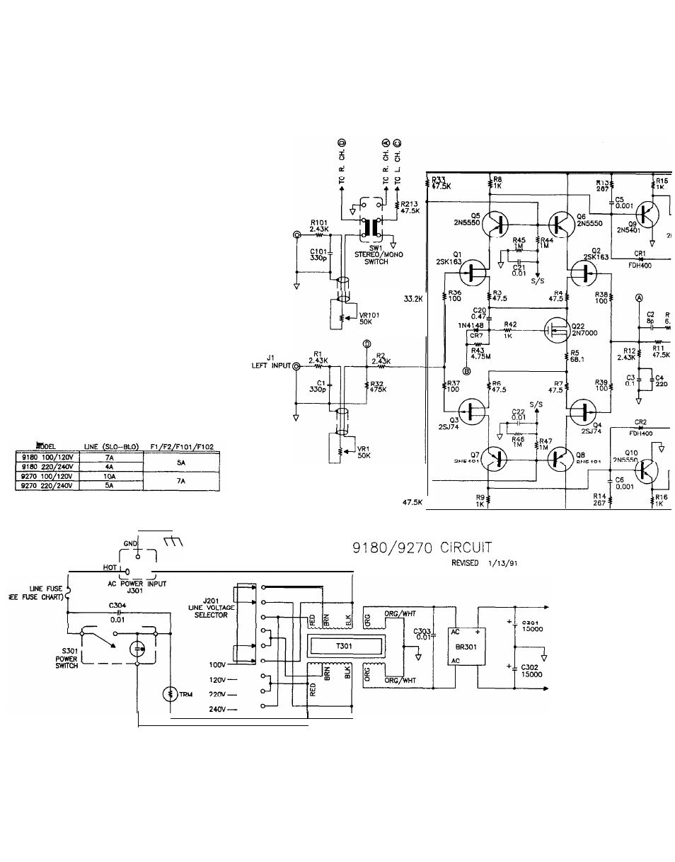 Schematic, Diagram | Hafler 9180 User Manual | Page 19 / 20