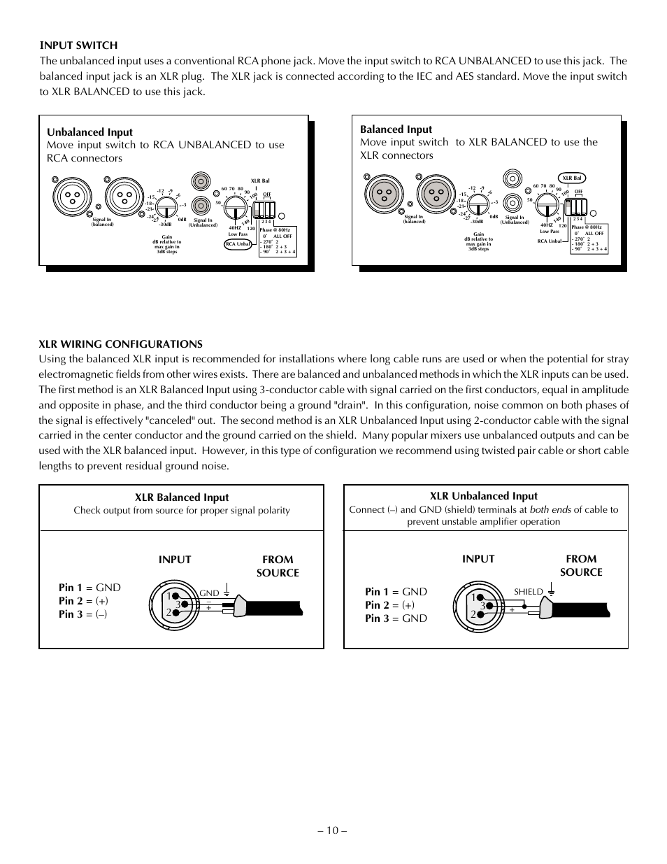 10 – xlr balanced input, Shield | Hafler TRANSANA TRM10S User Manual | Page 19 / 32