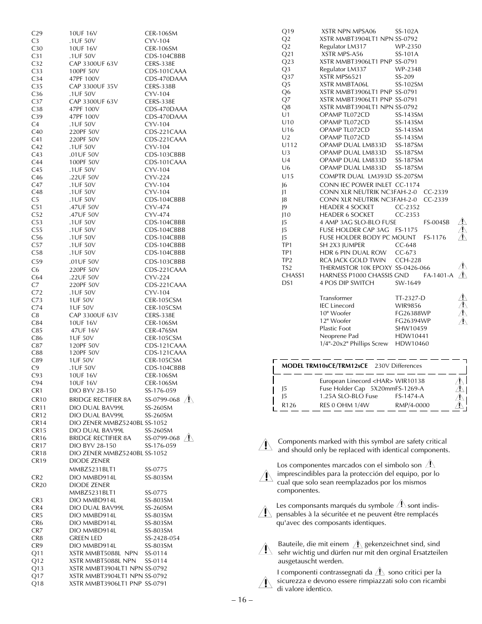 Hafler TRANSANA TRM10S User Manual | Page 25 / 32