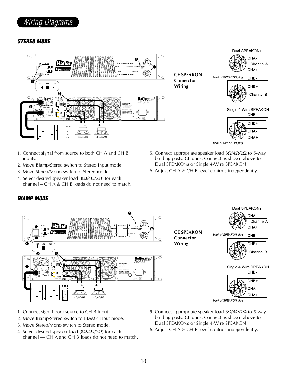 Wiring diagrams | Hafler GX2800CE User Manual | Page 20 / 24