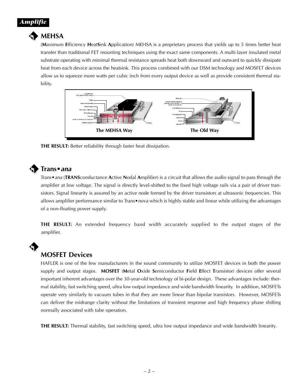 Mehsa, Trans• ana, Mosfet devices | Hafler TRM6.1CE User Manual | Page 11 / 36