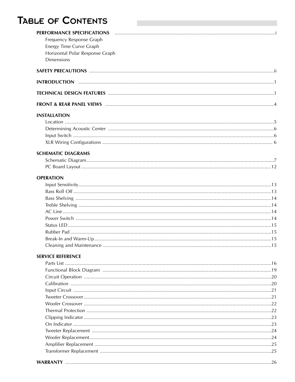 Able of, Ontents | Hafler TRM6.1CE User Manual | Page 9 / 36