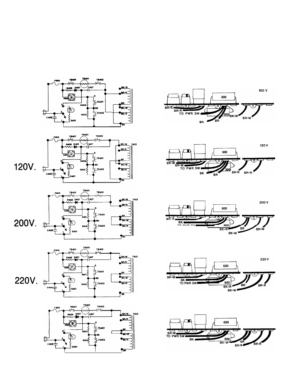 100v, 240v | Hafler DH-500 User Manual | Page 18 / 23