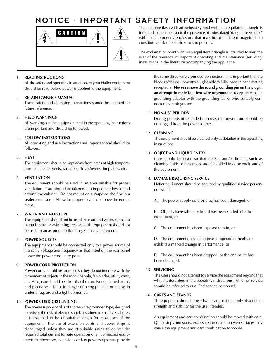 Hafler P1500 User Manual | Page 4 / 28