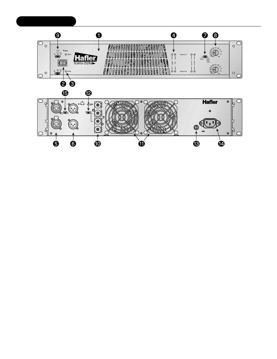 Design features, Front view rear view | Hafler SR2300 User Manual | Page 13 / 40