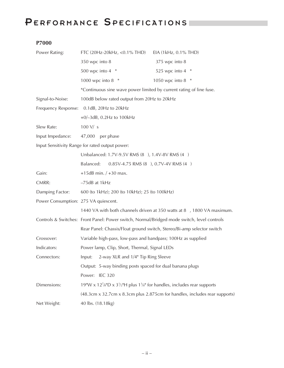 Hafler P7000 User Manual | Page 3 / 24