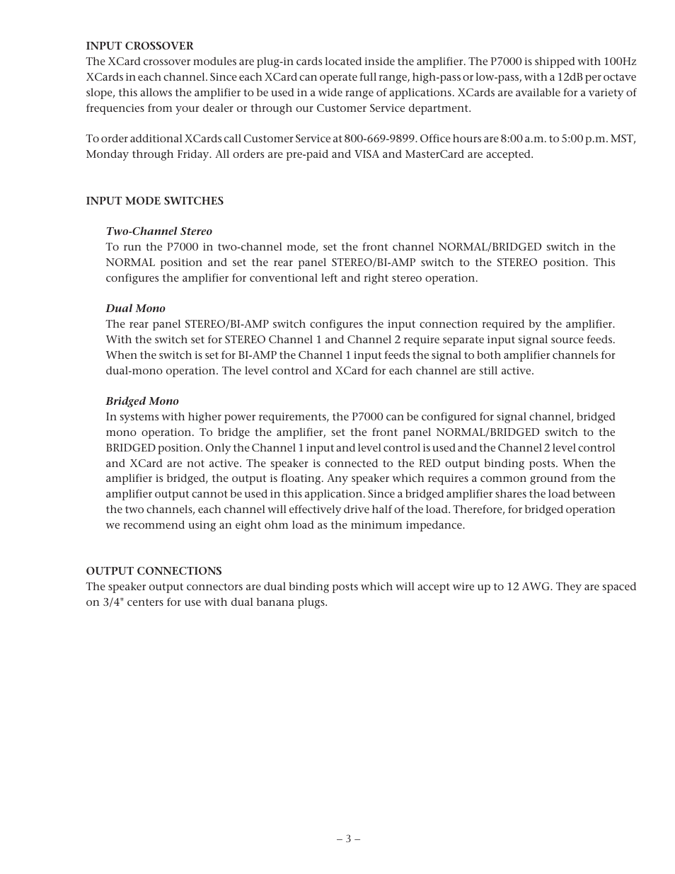 Hafler P7000 User Manual | Page 7 / 24