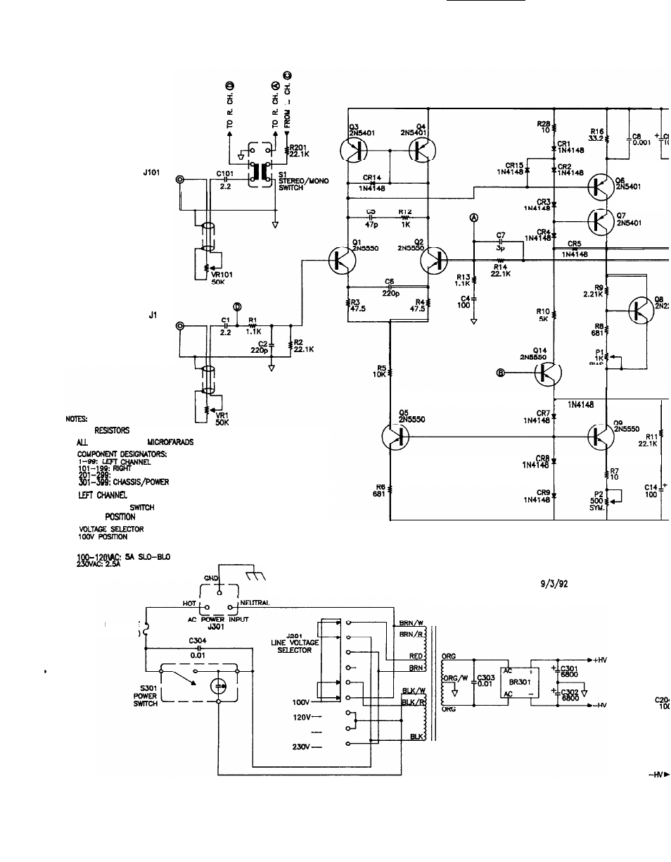 9 130 circuit schematic diagram | Hafler 9130 User Manual | Page 18 / 20